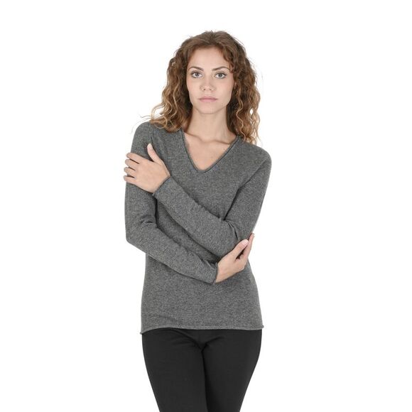 Crown of Edinburgh Cashmere Cashmere VNeck Jumper Grey Marl Women Grey Sweaters - Picture 1 of 7